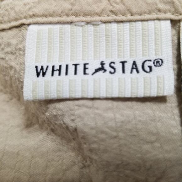 White Stage Beige Crinkle Blouse Button Up 3/4 Cuffed Sleeves Size XL (16-18) - Picture 8 of 10